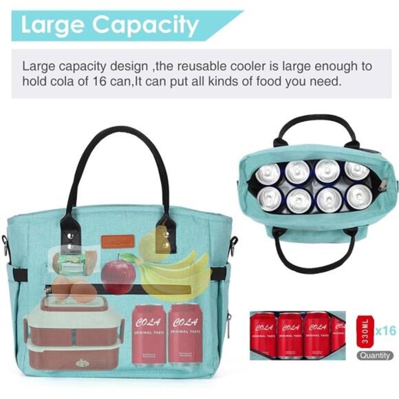 Insulated Lunch Bag for Women Men,Adult Lunch Box for Women with AdjustableStrap - Picture 5 of 8